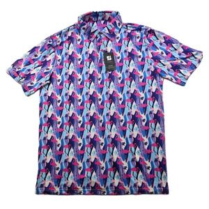 Coby Stevens Golf Polo‎ Mens XL Flamingo Tropical Performance Shirt NEW